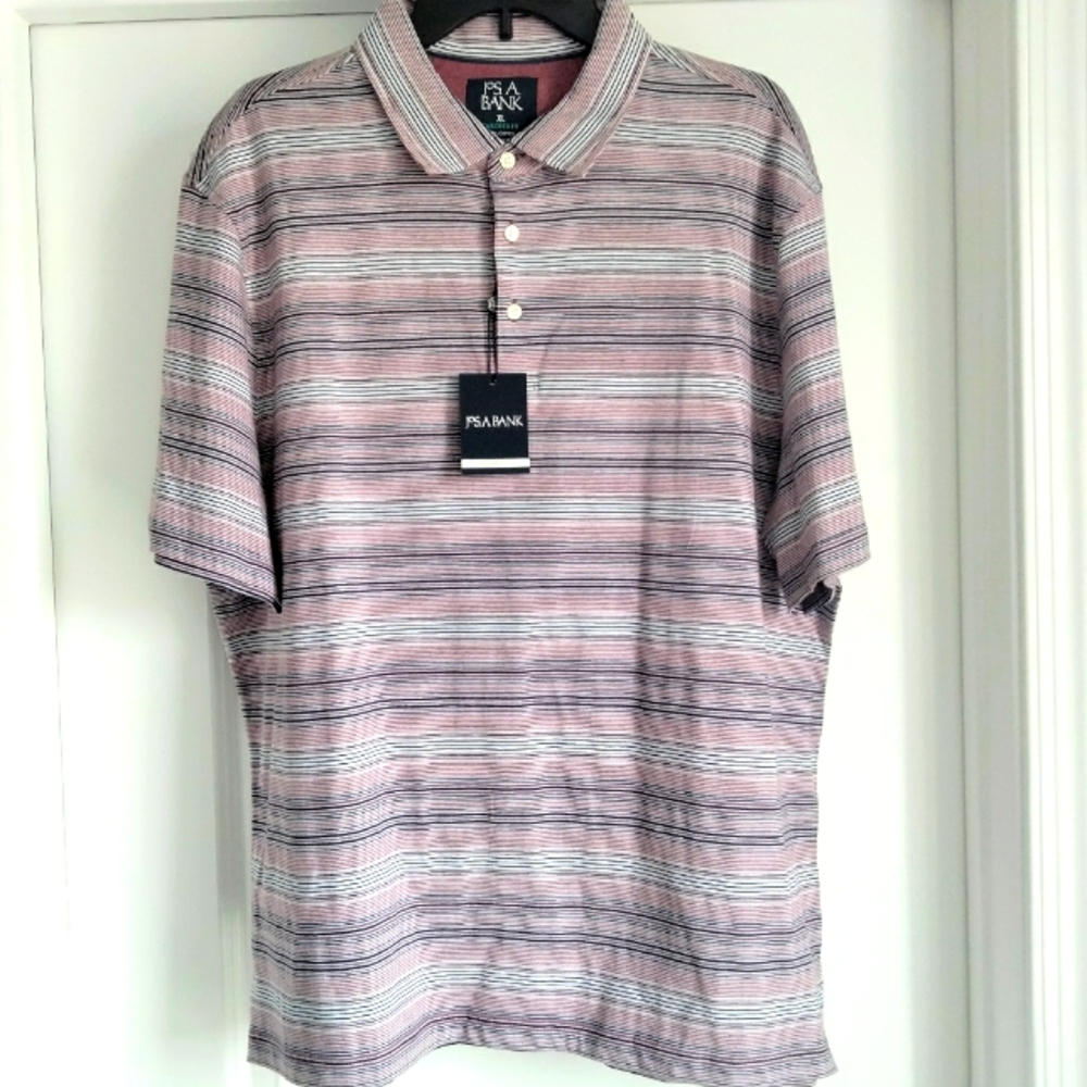 NWT XL Jos. A. Bank Striped Polo Shirt Tailored Fit NWT